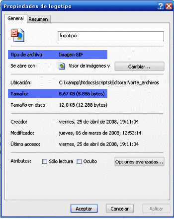 Ventana de propiedades de Microsoft Windows